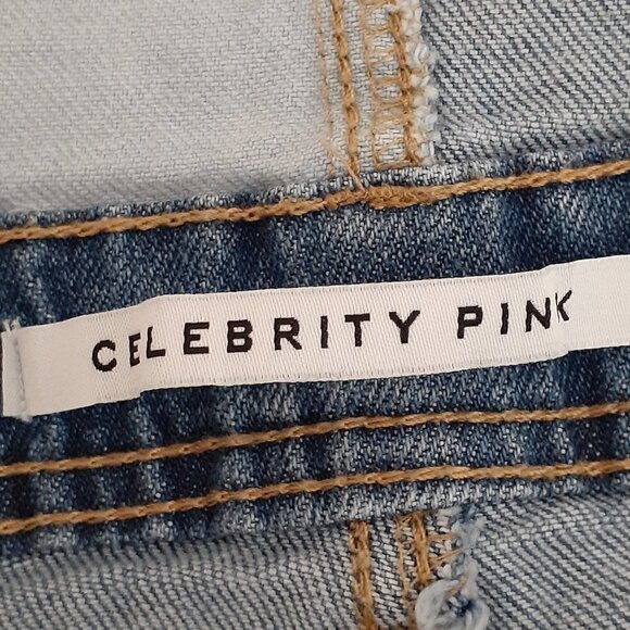 Celebrity PINK Blue Denim Cuffed Short-All's; T-Straps; Size M (7-9) - Picture 4 of 6